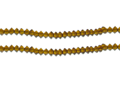 (image for) 6 x 4mm Brown Faceted Bicone Glass Bead, 14" string