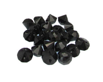 (image for) Approx. 1oz. x 8mm Black half-Bicone Faceted Glass Bead, hole in back