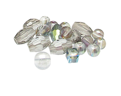 (image for) Approx. 1oz. Silver Faceted Glass Bead Mix