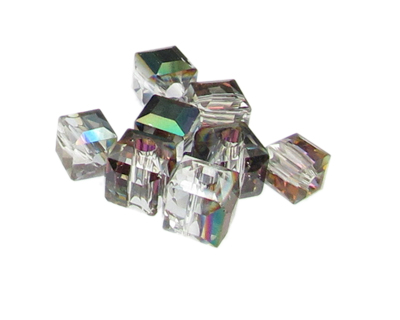 (image for) 12mm Silver half-Luster Faceted Glass Cube Bead, 8 beads