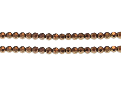 (image for) 6mm Copper Electroplated Faceted Glass Bead, 12" string