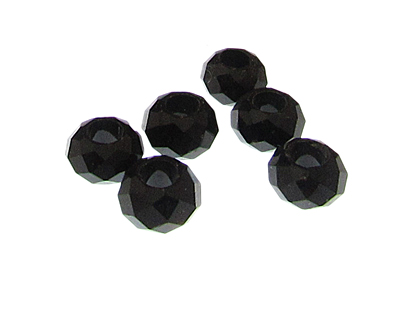 (image for) 14 x 8mm Black Faceted Glass Bead, 6 beads, very large hole