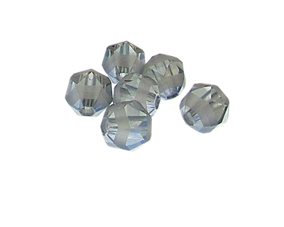 (image for) 14mm Silver w/Line Faceted Glass Bead, 6 beads