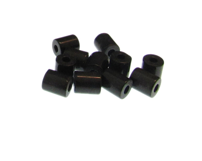 (image for) 10 x 8mm Black Column Glass Bead, 10 beads, large hole
