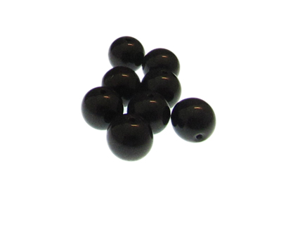 (image for) 12mm Black Pressed Glass Bead, 8 beads