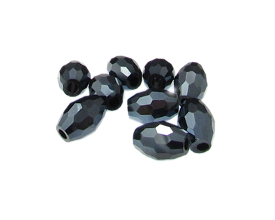 (image for) 14 x 10mm Gunmetal Faceted Glass Bicone Bead, 8 beads