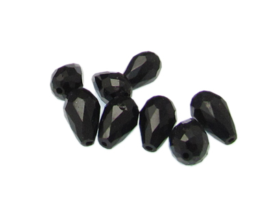 (image for) 16 x 10mm Black Faceted Glass Drop Bead, 8 beads
