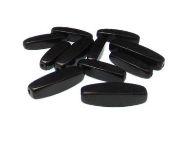 (image for) 20 - 24mm Black Squared Tube Glass Bead, 10 beads