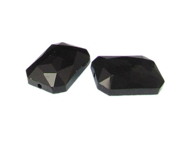 (image for) 28 x 18mm Black Faceted Glass Rectangle Bead, 2 beads