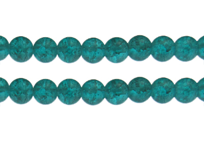 (image for) 10mm Aqua Crackle Frosted Glass Bead, approx. 17 beads