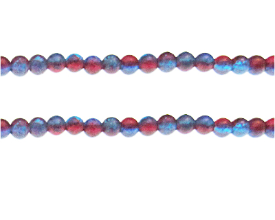 (image for) 6mm Pale Red/Blue Crackle Frosted Duo Bead, approx. 46 beads