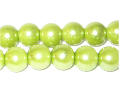 10mm Round Apple Green Glass Pearl Bead, approx. 22 beads