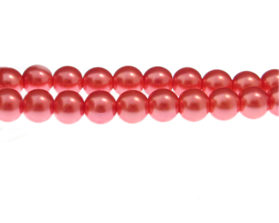 10mm Coral Glass Pearl Bead, approx. 22 beads