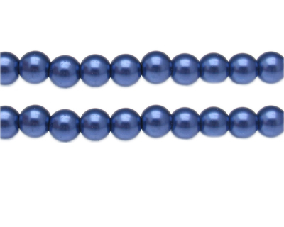 10mm Navy Glass Pearl Bead, approx. 22 beads