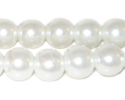 (image for) 12mm Round White Glass Pearl Bead, 8" string, approx. 18 beads