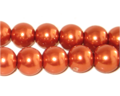 12mm Round Bronze Glass Pearl Bead, approx. 18 beads