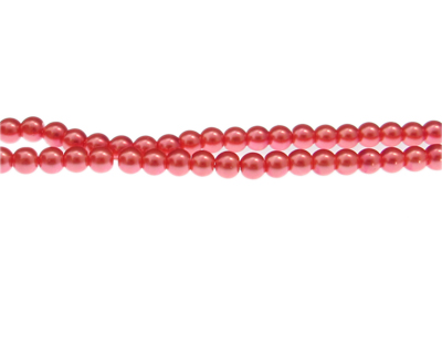 4mm Coral Glass Pearl Bead, approx. 113 beads