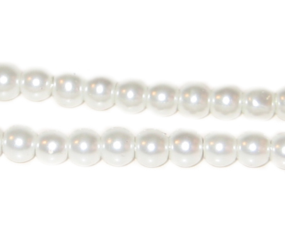 (image for) 6mm Round White Glass Pearl Bead, approx 78 beads