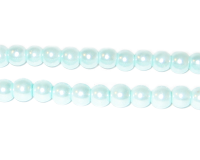 (image for) 6mm Round Crisp Blue Glass Pearl Bead, approx 78 beads