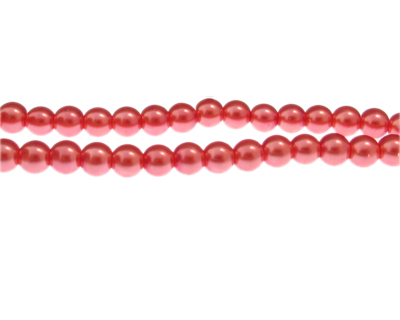 6mm Coral Glass Pearl Bead, approx. 78 beads