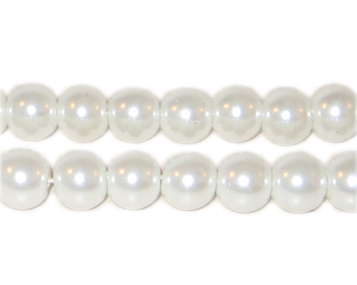 (image for) 8mm Round White Glass Pearl Bead, approx. 56 beads - Click Image to Close