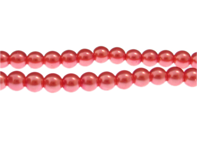 8mm Coral Glass Pearl Bead, approx. 56 beads