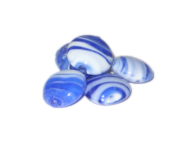 (image for) 20mm Blue Pattern Handmade Lampwork Glass Bead, 5 beads