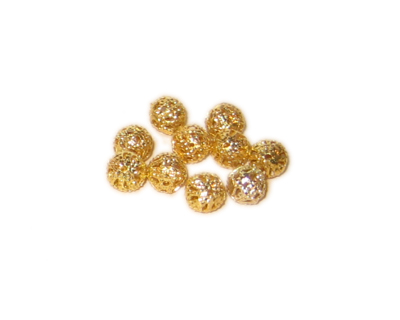 (image for) 6mm Round Gold Filigree Metal Beads, approx. 50 beads - Click Image to Close