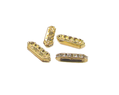 20 x 8mm Gold Metal 3-hole Rhinestone Connector, 8 connectors