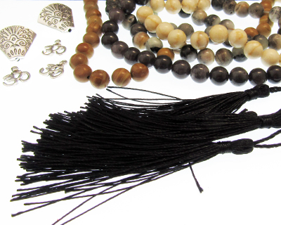 Mala Bundle: Gemstones, Cones, OHM charms, Tassels + Mala Wire