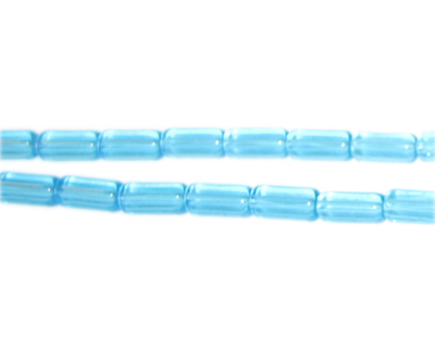 8 x 4mm Turquoise Pressed Glass Tube Bead, 12" string