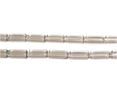 8 x 4mm Silver Pressed Glass Tube Bead, 12" string