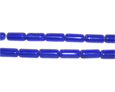 8 x 4mm Blue Pressed Glass Tube Bead, 12" string 8 x 4mm Blue Pressed Glass Tube Bead, 12" string
