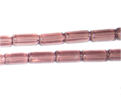 8 x 4mm Plum Pressed Glass Tube Bead, 12" string