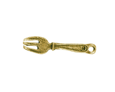 (image for) 6 x 26mm Antique Gold Fork Metal Charm - 4 charms