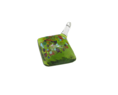 40 x 28mm Apple Green Spot Diamond Glass Pendant 40 x 28mm Apple Green Spot Diamond Glass Pendant