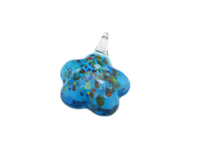40 x 30mm Turquoise Spot Flower Glass Pendant