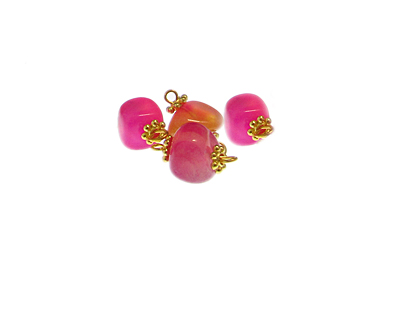 (image for) 16 x12mm Pink Gemstone Gold Metal Link, 4 links