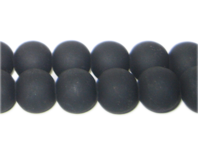 12mm Black Semi-Matte Glass Bead, approx. 13 beads