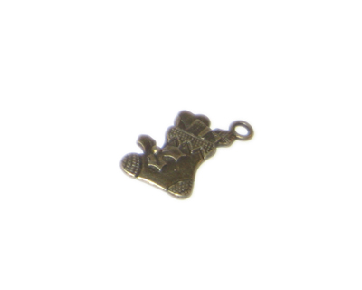 (image for) 12 x 14mm Bronze Stocking Metal Charm - 3 charms - Click Image to Close