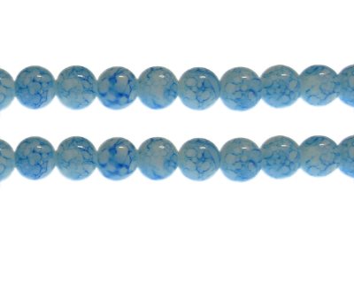 10mm Blue Marble-Style Glass Bead, approx. 21 beads