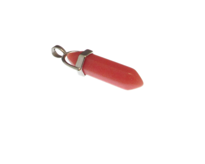 (image for) 40 x 14mm Coral Gemstone Pendant with silver bale