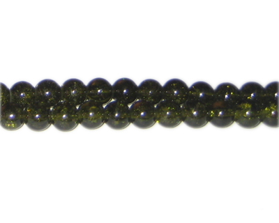 6mm Olive Crackle Glass Bead, approx. 74 beads