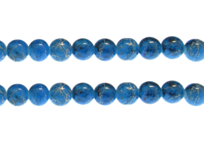 10mm Blue Sparkle Abstract Glass Bead, approx. 17 beads