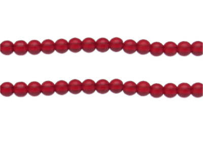 6mm Red Semi-Matte Glass Bead, approx. 44 beads
