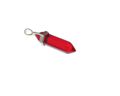 (image for) 40 x 14mm Red Glass Pendant with silver bale