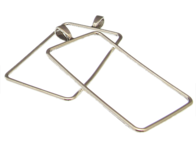 (image for) 68 x 34mm Rectangle Silver Metal Bead Frame, 2 frames