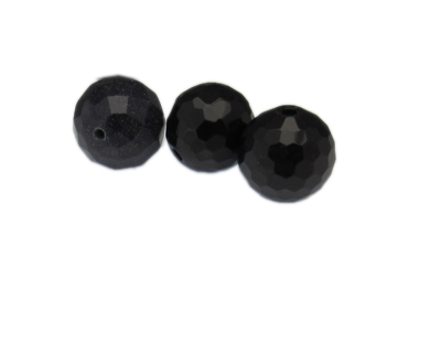 16mm Black Onyx Gemstone Faceted Bead, 3 beads