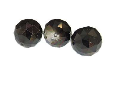 18mm Black Faceted Glass Bead, 3 beads