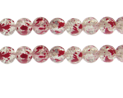 12mm Rose Crackle Spray Glass Bead, approx. 18 beads